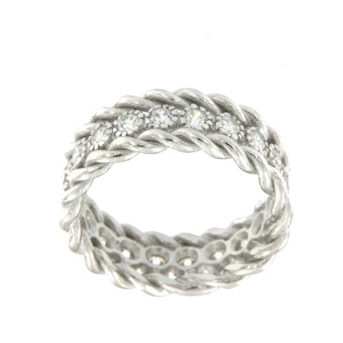 AGERATO, anillo de plata con circonitas. - Roman Joyero