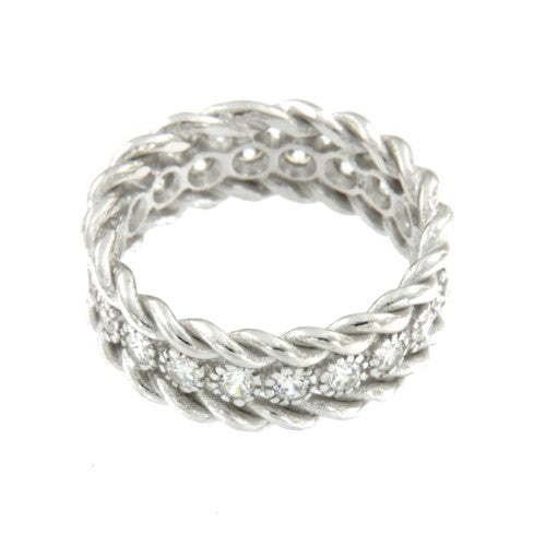 AGERATO, anillo de plata con circonitas. - Roman Joyero