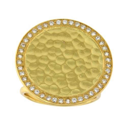 BANDERILLA, anillo de plata dorada con circonitas. - Roman Joyero