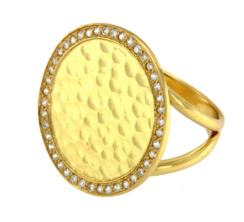 BANDERILLA, anillo de plata dorada con circonitas. - Roman Joyero