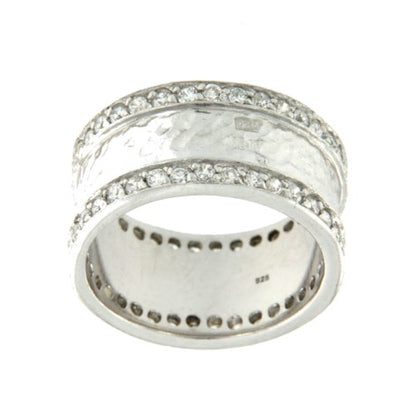 CISUS, anillo de plata rodiada con circonitas. - Roman Joyero