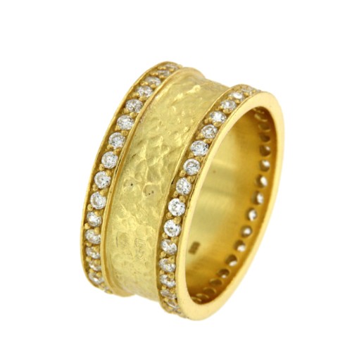 CROTON, anillo de plata dorada con circonitas. - Roman Joyero