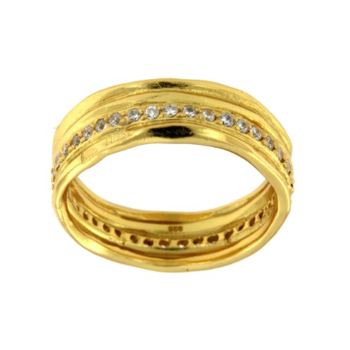 CARLINA, anillo de plata dorada con circonitas. - Roman Joyero