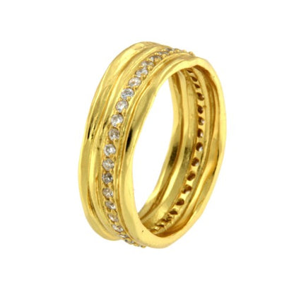 CARLINA, anillo de plata dorada con circonitas. - Roman Joyero