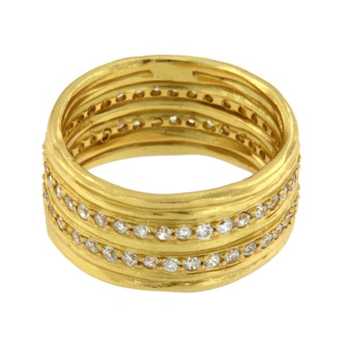 CINAMOMO, anillo de plata dorada con circonitas. - Roman Joyero