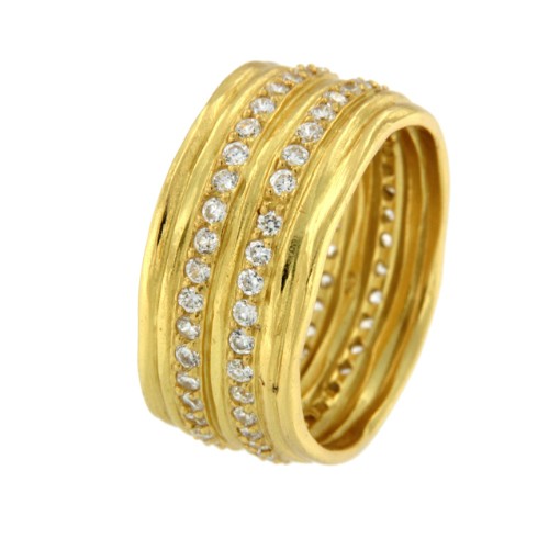 CINAMOMO, anillo de plata dorada con circonitas. - Roman Joyero