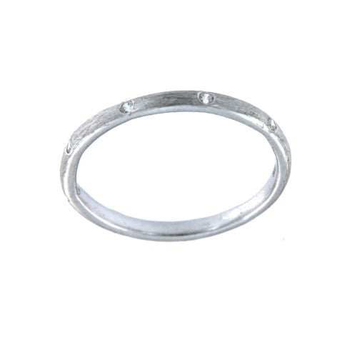CICLAMEN, anillo de plata rodiada con circonitas. - Roman Joyero