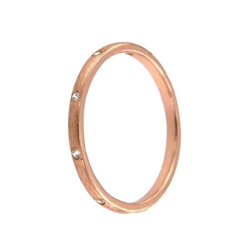 CLEMATIDE, anillo de plata rosada con circonitas. - Roman Joyero