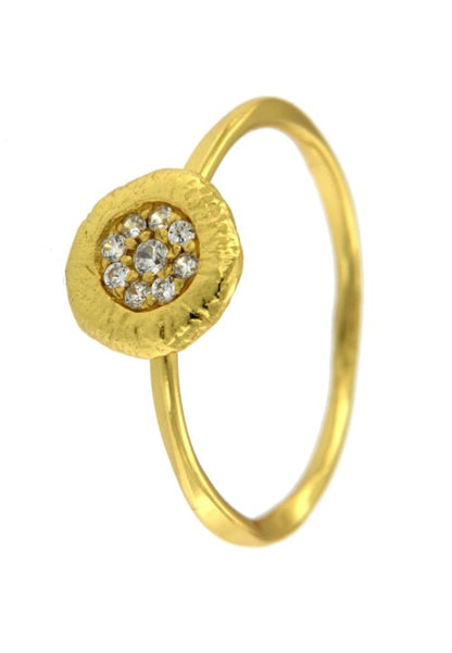 DALIA, anillo de plata dorada con circonitas. - Roman Joyero