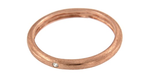 GAZANIA, anillo de plata rosada con circonita. - Roman Joyero