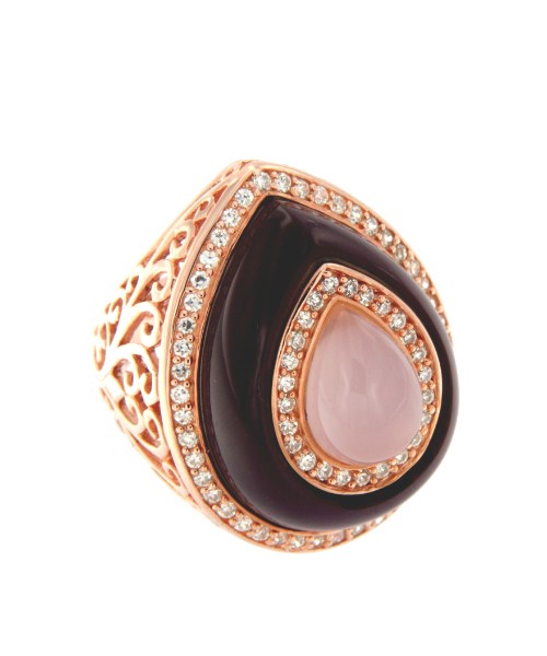 AMETHYST, anillo de plata rosada con amatista y cuarzo rosa. - Roman Joyero