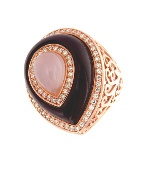 AMETHYST, anillo de plata rosada con amatista y cuarzo rosa. - Roman Joyero