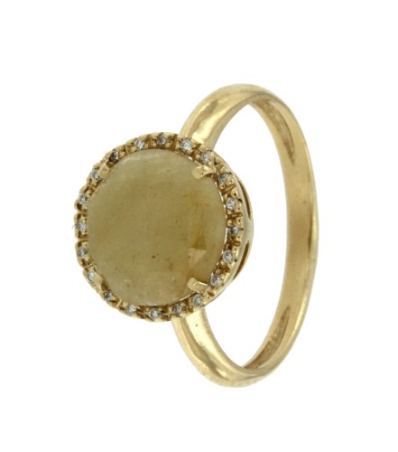 FLORENCIA, anillo de oro amarillo con diamantes y zafiro - Roman Joyero