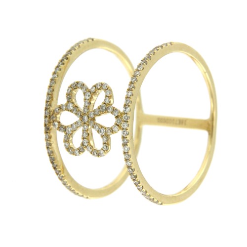 BUMERANG, anillo de oro amarillo con diamantes - Roman Joyero