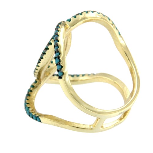 ALBINA, anillo de plata dorada con turquesas - Roman Joyero