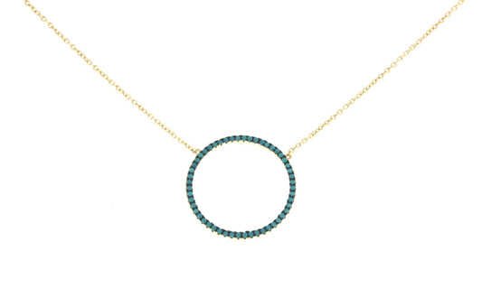 ASHANTI, cadena corta de plata con círculo de turquesas - Roman Joyero