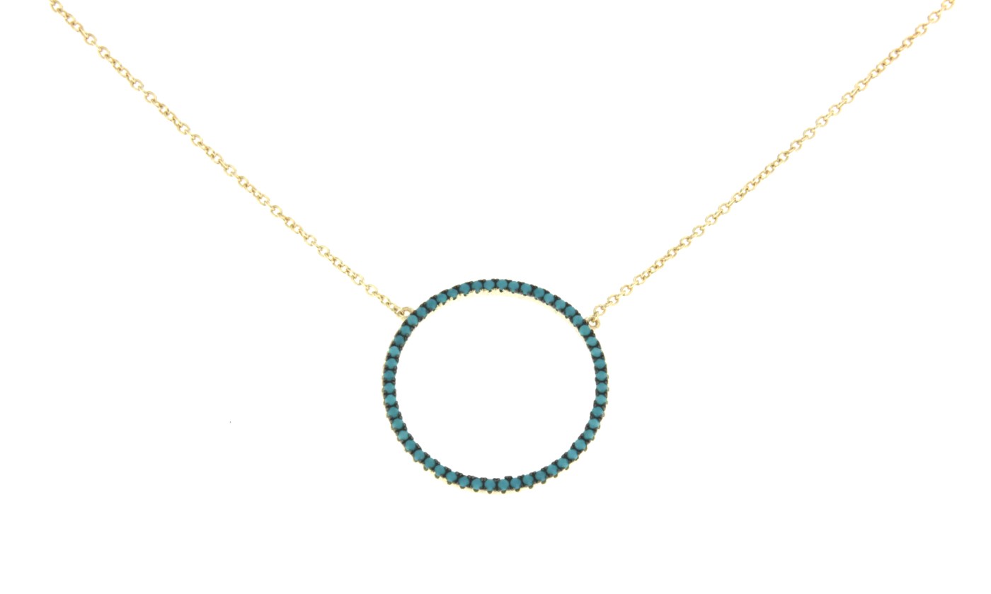 ASHANTI, cadena corta de plata con círculo de turquesas - Roman Joyero