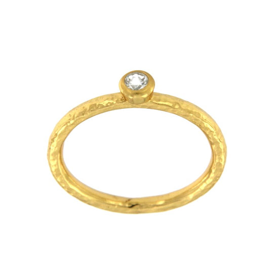 ALOCASIA, anillo de plata dorada con circonita. - Roman Joyero