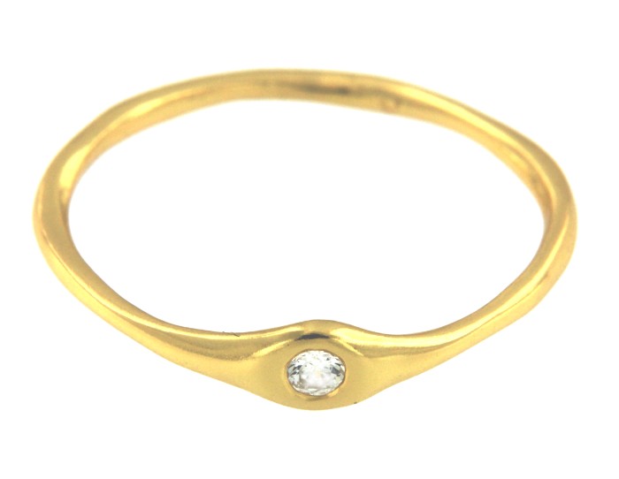 ESTRECILIA, anillo de plata dorada con circonitas. - Roman Joyero