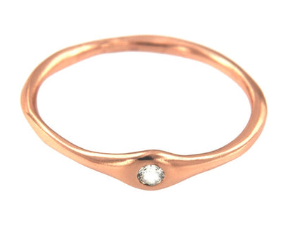 GROSELLA, anillo de plata rosada con circonita. - Roman Joyero