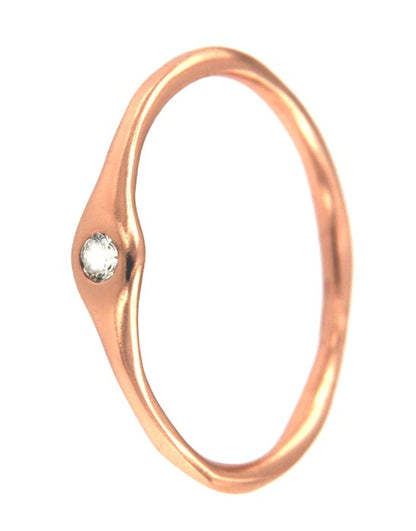 GROSELLA, anillo de plata rosada con circonita. - Roman Joyero