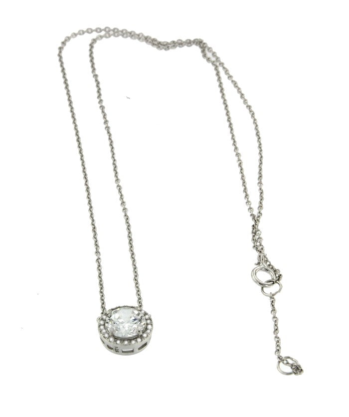 DEMETER, collar de plata rodiada con círculo y circonitas. - Roman Joyero