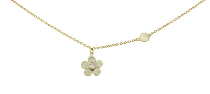 TETIS, collar de plata dorada con flor y circonita. - Roman Joyero