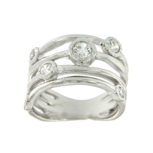 AMAPOLA, anillo en plata con circonitas. - Roman Joyero