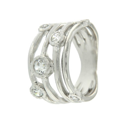 AMAPOLA, anillo en plata con circonitas. - Roman Joyero