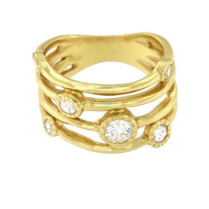 ALAJ, anillo de plata dorado con circonitas. - Roman Joyero