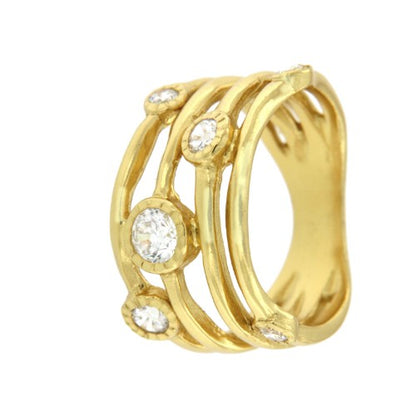 ALAJ, anillo de plata dorado con circonitas. - Roman Joyero