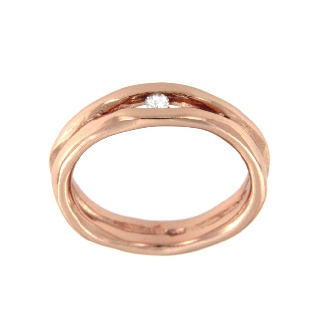 ARALIA, anillo de plata rosada con circonita. - Roman Joyero