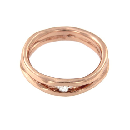 ARALIA, anillo de plata rosada con circonita. - Roman Joyero
