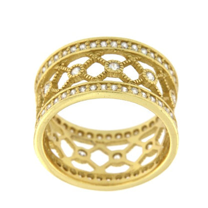 BUGANVILLA, anillo de plata dorada con circonitas. - Roman Joyero