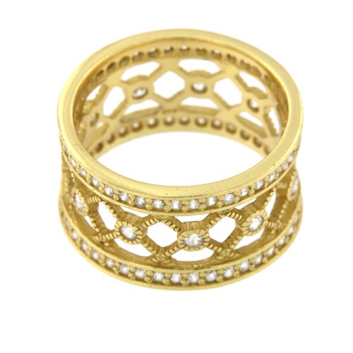 BUGANVILLA, anillo de plata dorada con circonitas. - Roman Joyero