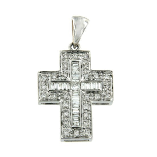 MISTRAL, cruz de oro blanco y diamantes - Roman Joyero