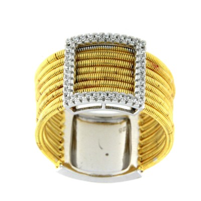 SVETA, anillo ancho de plata con circonitas - Roman Joyero