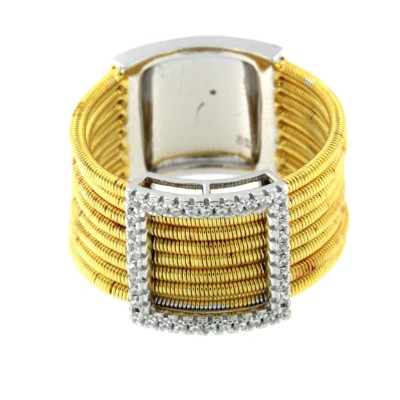 SVETA, anillo ancho de plata con circonitas - Roman Joyero