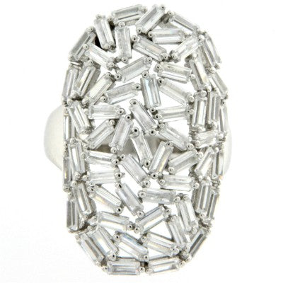 EKATERINA, anillo extra ancho de plata con circonitas - Roman Joyero