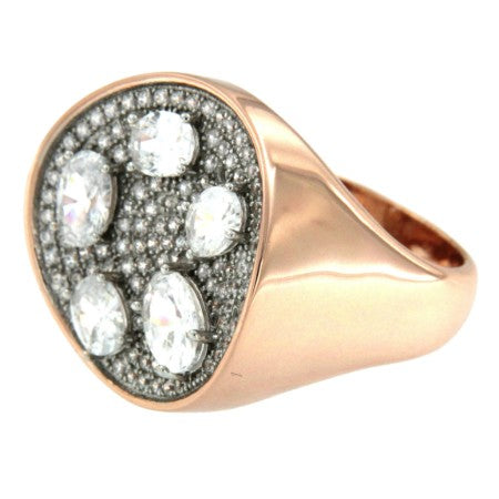 MARIA, anillo redondo de plata con circonitas - Roman Joyero