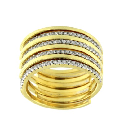 ALEXANDR, anillo de plata ancho con circonitas