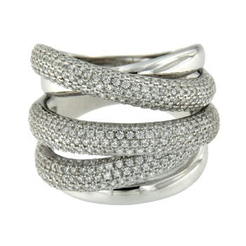 SASHA, anillo ancho de plata con circonitas