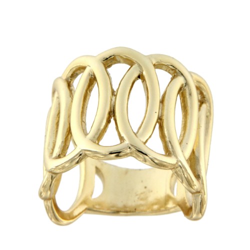 SION, anillo de plata dorada con 7 eslabones - Roman Joyero