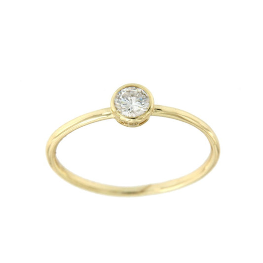 Anillo solitario de plata con circonita en talla brillante - Roman Joyero