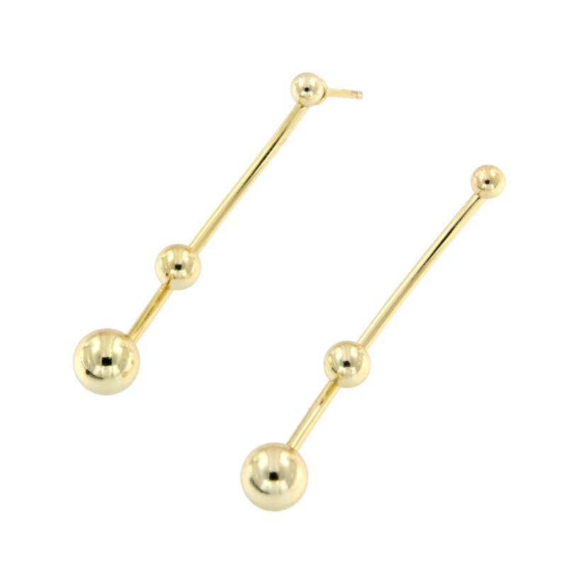 Pendientes originales largos de plata chapada en oro amarillo - Roman Joyero