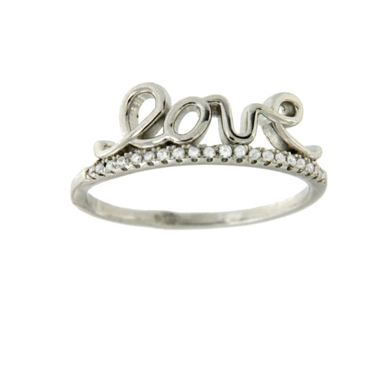 Anillo de plata de ley LOVE chapado o rodiado con circonitas - Roman Joyero