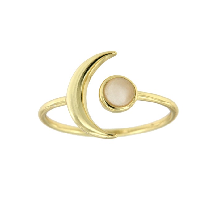 Anillo sol y luna de plata con baño de oro - Roman Joyero