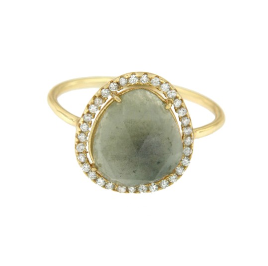 Anillo de plata con labradorite y circonitas - Roman Joyero