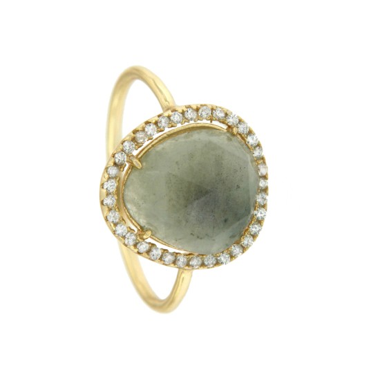 Anillo de plata con labradorite y circonitas - Roman Joyero