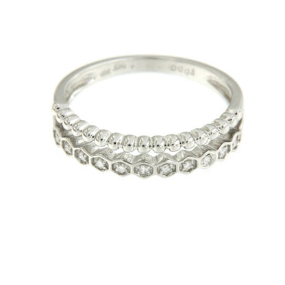 JUNCOS anillo de oro blanco con bolitas de oro y diamantes - Roman Joyero